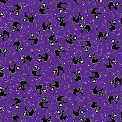 Benartex - Halloween Party, Purple Cats