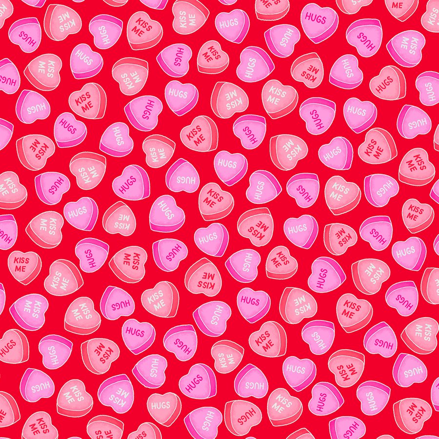 Benartex - Hugs and Kisses, Candy Hearts