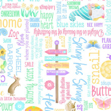 Load image into Gallery viewer, Benartex - Spring Garden Gnomes, Words on White
