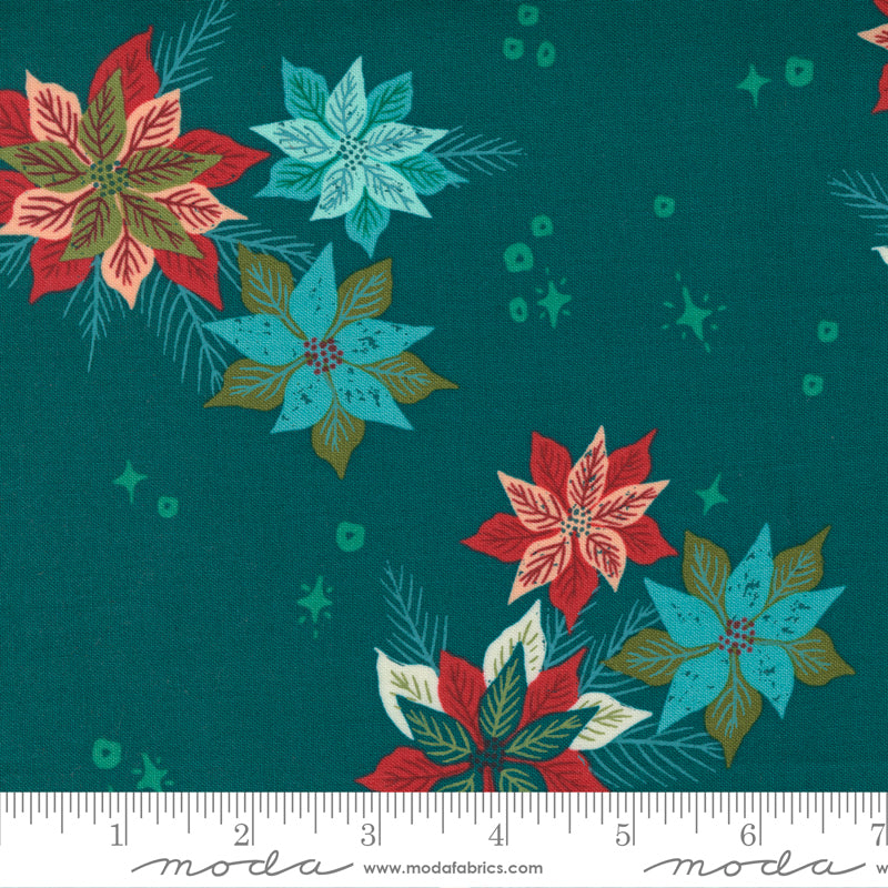 Moda - Cheer and Merriment by Fancy That Design House, Large Flower in Teal