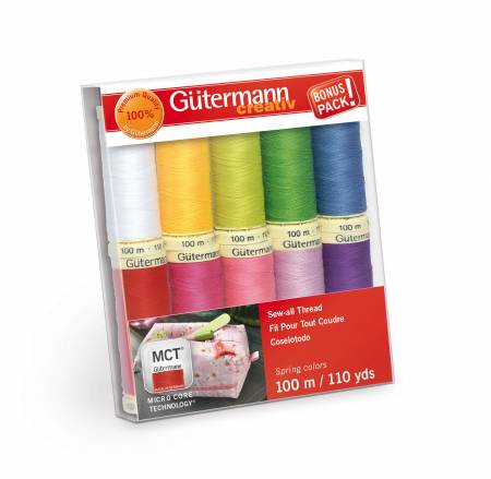 Gutermann Sew-all Thread 10 spools 10 Colors 100m Spring