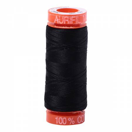Aurifil Mako Cotton Embroidery Thread 50wt 220yds, Black