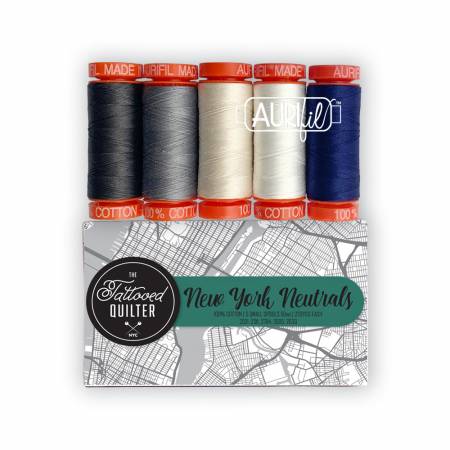 Christopher Thompson Aurifil New York Neutrals Thread Collection 50wt 5 Small Spools