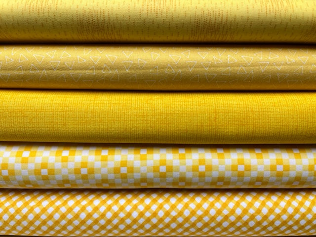 5 piece HALF METER Bundle, Yellow Fabrics