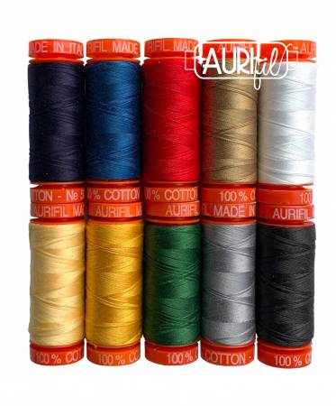 Aurifil Kimberbell Designs Red White & Bloom Collection 50wt 10 Small Spools